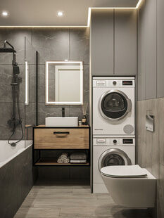 Фото № 6: Дизайн-проект трехкомнатной квартиры 52.5  м² Стиль Модернизм для ЖК Мещерский Лес