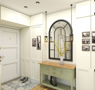 Фото № 1: Дизайн-проект прихожей 5.5  м² стиль Прованс для ЖК Центральный