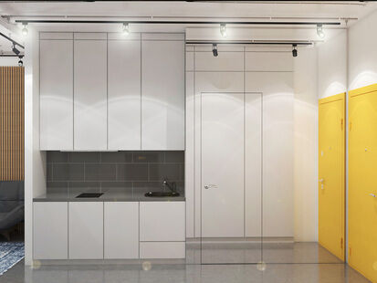 Фото № 3: Дизайн-проект квартиры-студии 32.6  м² Стиль Минимализм для ЖК Московский