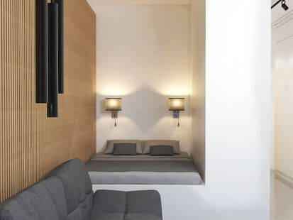 Фото № 2: Дизайн-проект квартиры-студии 32.6  м² Стиль Минимализм для ЖК Московский