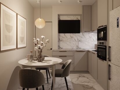 Фото № 2: Дизайн-проект кухни 11.4  м² стиль Современная классика для ЖК Дом на Окском