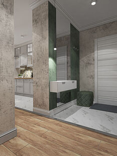 Фото № 1: Дизайн-проект прихожей 8.8  м² стиль Фьюжн для ЖК Петровский Квартал