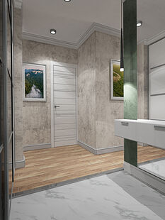 Фото № 3: Дизайн-проект прихожей 8.8  м² стиль Фьюжн для ЖК Петровский Квартал