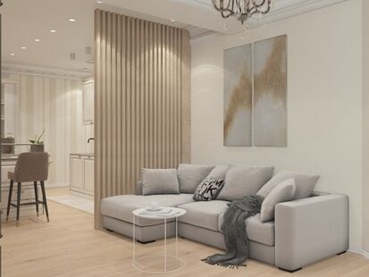 Фото № 1: Дизайн-проект трехкомнатной квартиры 100.0  м² стиль Современная классика для ЖК Московский