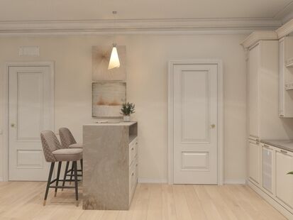 Фото № 4: Дизайн-проект трехкомнатной квартиры 100.0  м² стиль Современная классика для ЖК Московский