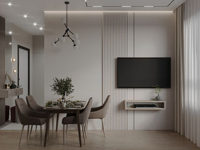 Фото № 1: Дизайн-проект четырехкомнатной квартиры 70.7  м² Современный стиль для ЖК Прокшино