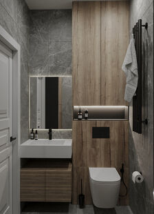 Фото № 6: Дизайн-проект четырехкомнатной квартиры 70.7  м² Современный стиль для ЖК Прокшино