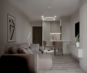 Фото № 3: Дизайн-проект двухкомнатной квартиры 45.7  м² Стиль Минимализм для ЖК Погода