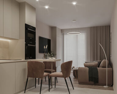 Фото № 4: Дизайн-проект двухкомнатной квартиры 45.7  м² Стиль Минимализм для ЖК Погода