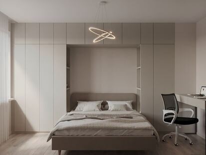 Фото № 6: Дизайн-проект двухкомнатной квартиры 45.7  м² Стиль Минимализм для ЖК Погода