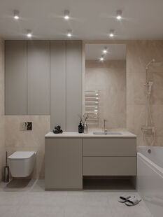 Фото № 2: Дизайн-проект двухкомнатной квартиры 45.7  м² Стиль Минимализм для ЖК Погода