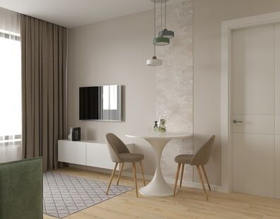 Фото № 1: Дизайн-проект однокомнатной квартиры 37.2  м² Стиль Контемпорари для ЖК Селигер Сити