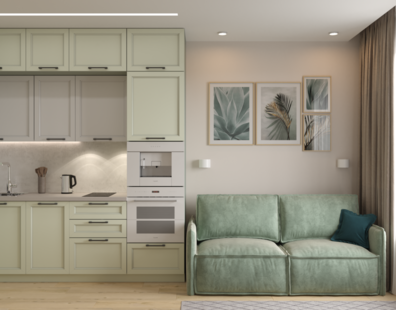 Фото № 2: Дизайн-проект однокомнатной квартиры 37.2  м² Стиль Контемпорари для ЖК Селигер Сити