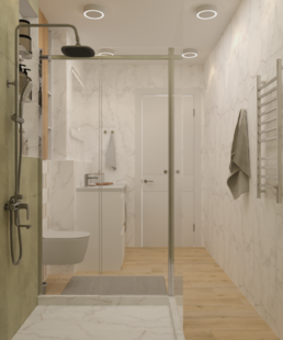 Фото № 3: Дизайн-проект однокомнатной квартиры 37.2  м² Стиль Контемпорари для ЖК Селигер Сити