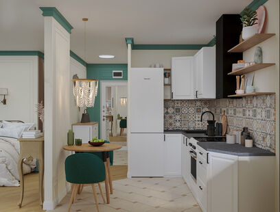 Фото № 5: Дизайн-проект однокомнатной квартиры 39.51  м² Стиль Прованс для ЖК Московский