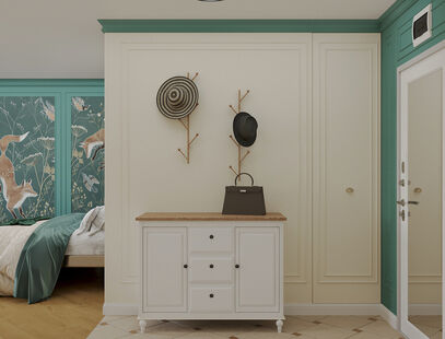 Фото № 4: Дизайн-проект однокомнатной квартиры 39.51  м² Стиль Прованс для ЖК Московский