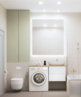 Фото № 4: Дизайн-проект трехкомнатной квартиры 65.3  м² Современный стиль для ЖК Береговой