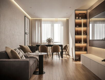 Фото № 3: Дизайн-проект четырехкомнатной квартиры 95.39  м² Стиль Модернизм для ЖК Московский