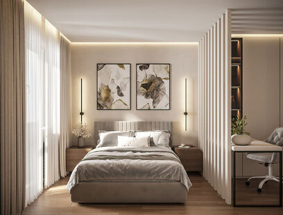 Фото № 1: Дизайн-проект четырехкомнатной квартиры 95.39  м² Стиль Модернизм для ЖК Московский