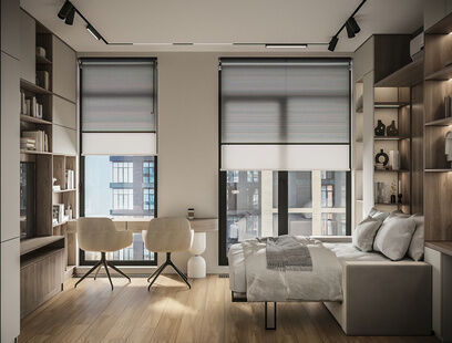 Фото № 1: Дизайн-проект квартиры-студии 28.7  м² Современный стиль для ЖК Московский