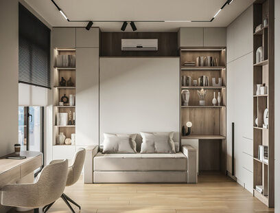 Фото № 6: Дизайн-проект квартиры-студии 28.7  м² Современный стиль для ЖК Московский