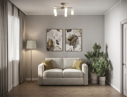 Фото № 3: Дизайн-проект трехкомнатной квартиры 68.8  м² Стиль Контемпорари для ЖК в г. Тверь