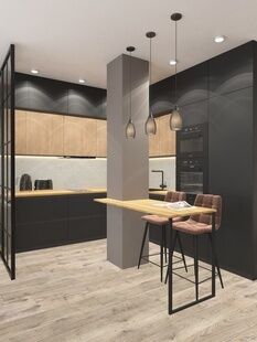 Фото № 6: Дизайн-проект однокомнатной квартиры 46.2  м² Современный стиль для ЖК Чайка