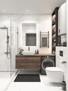 Фото № 1: Дизайн-проект однокомнатной квартиры 46.2  м² Современный стиль для ЖК Чайка