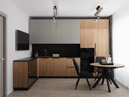 Фото № 1: Дизайн-проект двухкомнатной квартиры 42.29  м² Современный стиль для ЖК Переделкино Ближнее