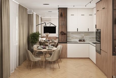 Фото № 2: Дизайн-проект трехкомнатной квартиры 53.85  м² Современный стиль для ЖК Московский