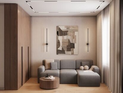 Фото № 4: Дизайн-проект трехкомнатной квартиры 90.23  м² Стиль Модернизм для ЖК Облака-2