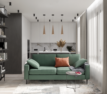 Фото № 1: Дизайн-проект трехкомнатной квартиры 57.7  м² Современный стиль для ЖК Селигер Сити