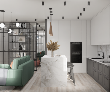 Фото № 5: Дизайн-проект трехкомнатной квартиры 57.7  м² Современный стиль для ЖК Селигер Сити