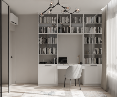 Фото № 4: Дизайн-проект трехкомнатной квартиры 57.7  м² Современный стиль для ЖК Селигер Сити