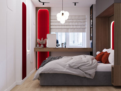 Фото № 5: Дизайн-проект двухкомнатной квартиры 41.52  м² Стиль Фьюжн для ЖК Живи в Рыбацком