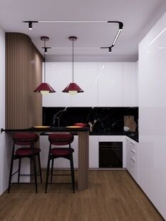 Фото № 6: Дизайн-проект двухкомнатной квартиры 41.52  м² Стиль Фьюжн для ЖК Живи в Рыбацком