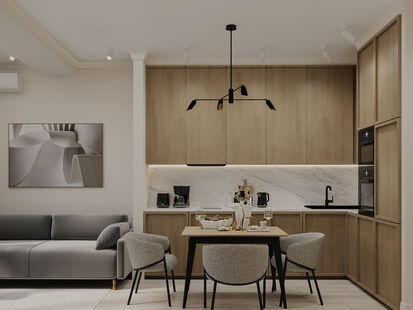 Фото № 6: Дизайн-проект двухкомнатной квартиры 48.02  м² Стиль Модернизм для ЖК Династия