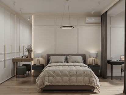 Фото № 2: Дизайн-проект двухкомнатной квартиры 48.02  м² Стиль Модернизм для ЖК Династия