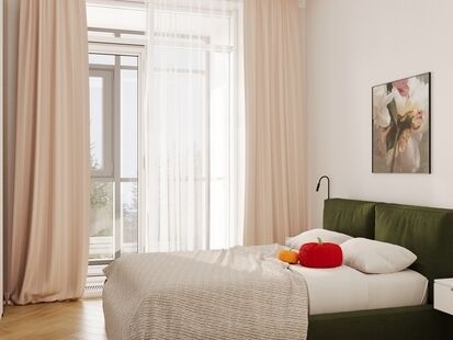 Фото № 2: Дизайн-проект двухкомнатной квартиры 38.67  м² Современный стиль для ЖК Кварталы Отрады