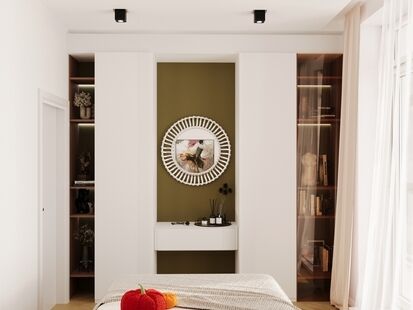 Фото № 4: Дизайн-проект двухкомнатной квартиры 38.67  м² Современный стиль для ЖК Кварталы Отрады