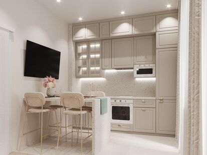 Фото № 4: Дизайн-проект однокомнатной квартиры 43.2  м² Стиль Американская классика для ЖК Филатов Луг