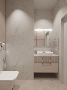 Фото № 2: Дизайн-проект однокомнатной квартиры 43.2  м² Стиль Американская классика для ЖК Филатов Луг