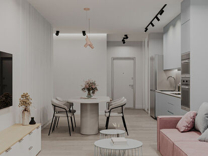 Фото № 3: Дизайн-проект четырехкомнатной квартиры 89.3  м² Современный стиль для ЖК Руставели 14