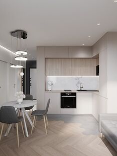 Фото № 2: Дизайн-проект трехкомнатной квартиры 52.95  м² Современный стиль для ЖК DNS Сити