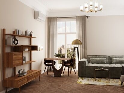 Фото № 1: Дизайн-проект пятикомнатной квартиры 90.7  м² Стиль Эклектика для ЖК Московский