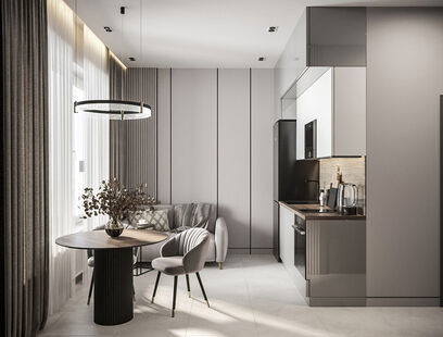 Фото № 4: Дизайн-проект двухкомнатной квартиры 37.07  м² Стиль Модернизм для ЖК Ривер Парк