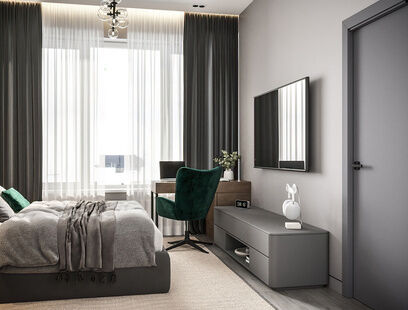 Фото № 6: Дизайн-проект двухкомнатной квартиры 37.07  м² Стиль Модернизм для ЖК Ривер Парк