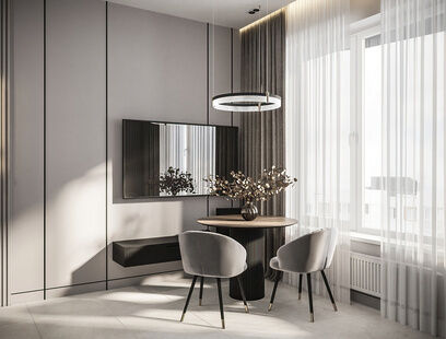 Фото № 2: Дизайн-проект двухкомнатной квартиры 37.07  м² Стиль Модернизм для ЖК Ривер Парк