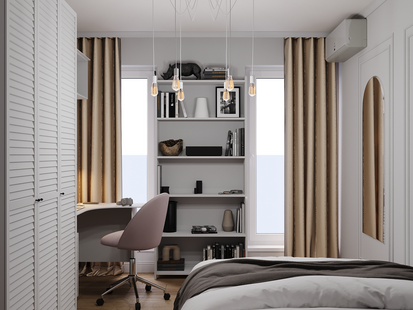 Фото № 4: Дизайн-проект двухкомнатной квартиры 56.5  м² Стиль Эклектика для ЖК Сиреневый Парк