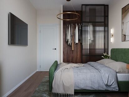 Фото № 3: Дизайн-проект трехкомнатной квартиры 54.04  м² Современная классика для квартала ивакино